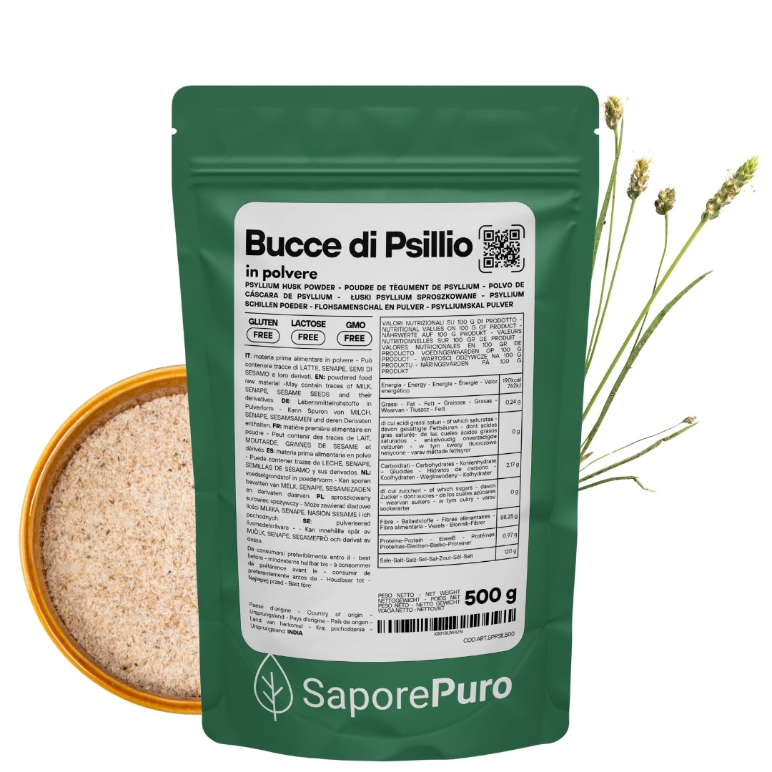 Bucce di Psillio in Polvere -Fibra di Psillio - 500gr - SaporePuro
